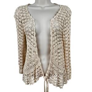 Gold Hawk Crochet Cardigan Ivory Small Boho Cottage Core Hippie Festival